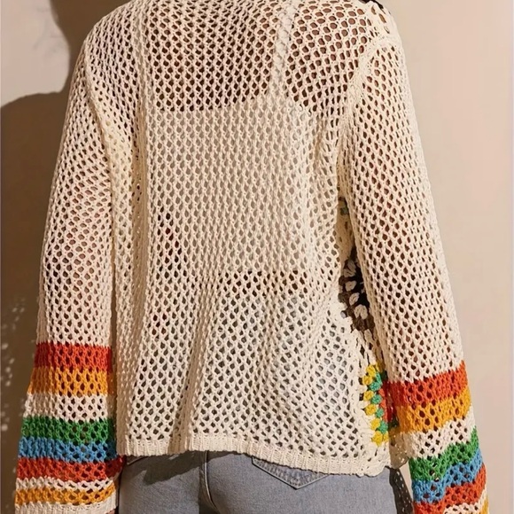 Crochet Cardigan with Floral Granny Squares - Picture 3 of 8